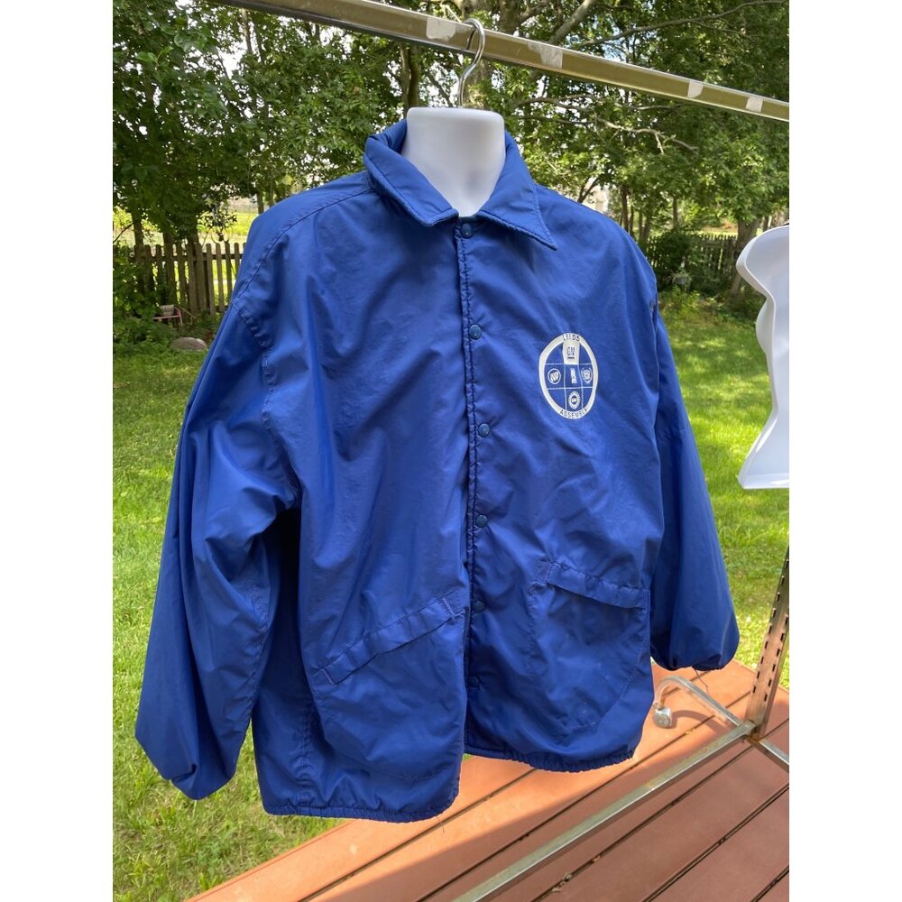 Vintage Pla-Jac By Dunbrooke Leeds GM Assembly Jacket Blue Snap Front Size 42 XL